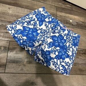VINEYARD VINES Hibiscus Print Floral Shorts Stretch Cotton Tide Blue Women's 0